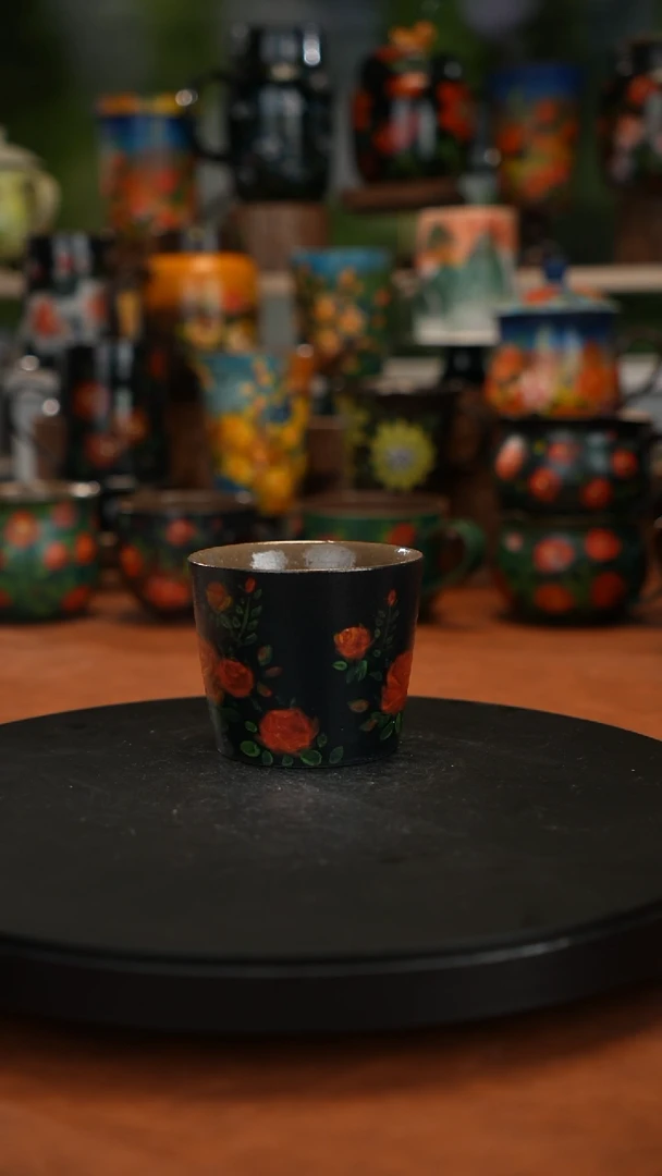 紫砂油画手绘釉下彩微瑕