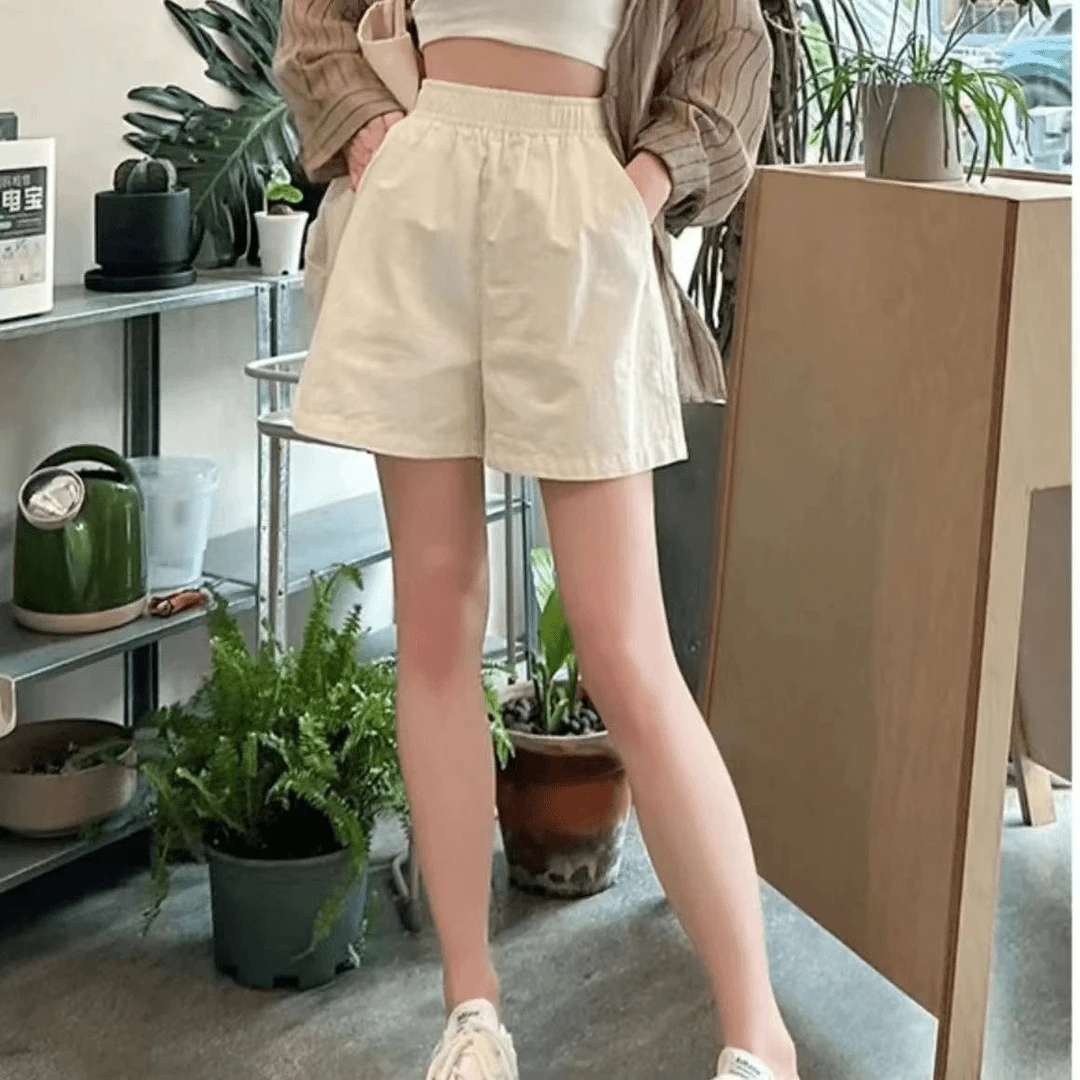 夏季新款高腰短裤女韩系休闲宽松显瘦小个子a字阔腿裤工装短裤潮