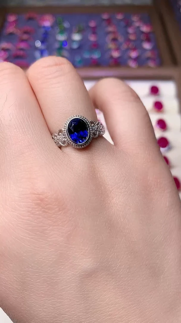 【闪购商品】蓝宝石戒指银S925镶嵌000