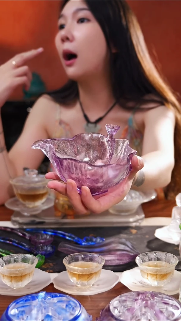 一*云古法琉璃紫色荷花公道