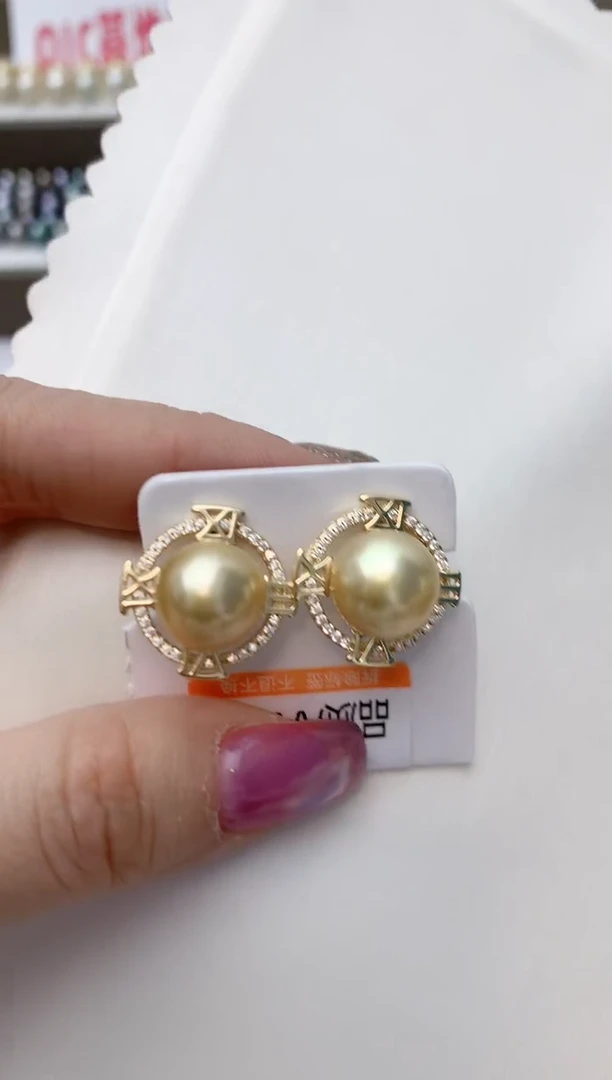 银S925镶嵌耳饰海水珍珠A77