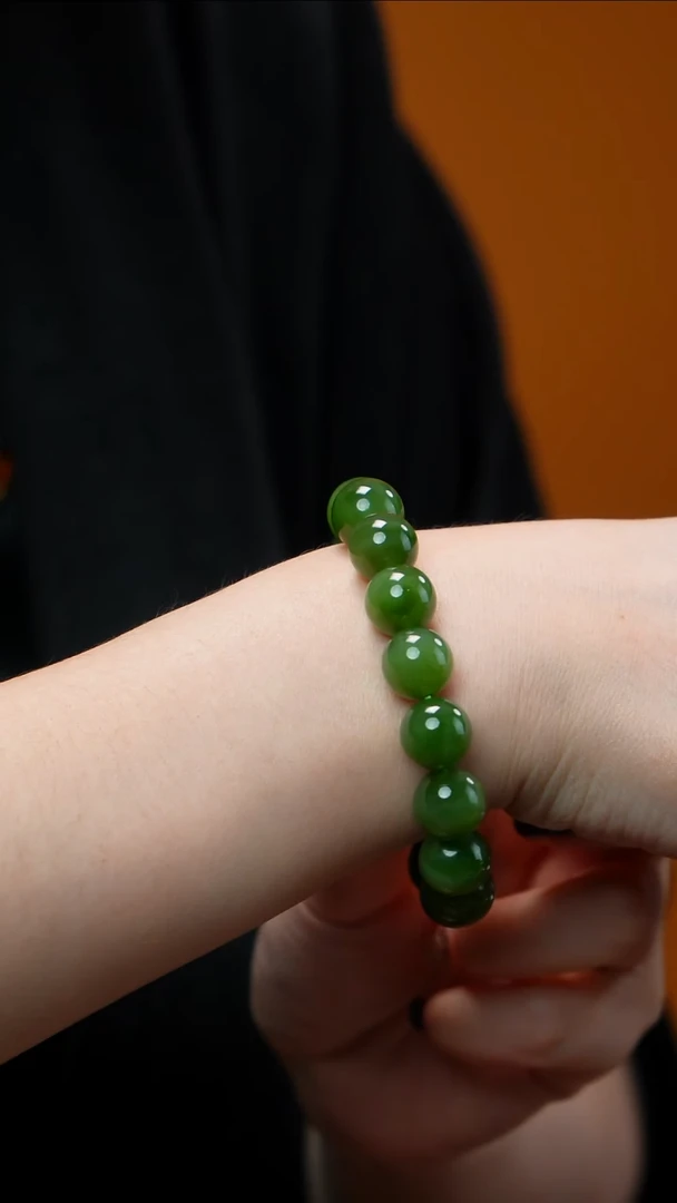 手链未镶嵌和田玉（碧玉）碧玉手串 12-13mm多样性发其一