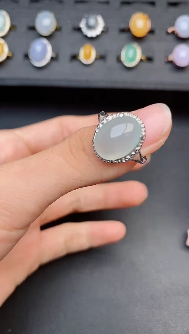 银S925镶嵌戒指翡翠0