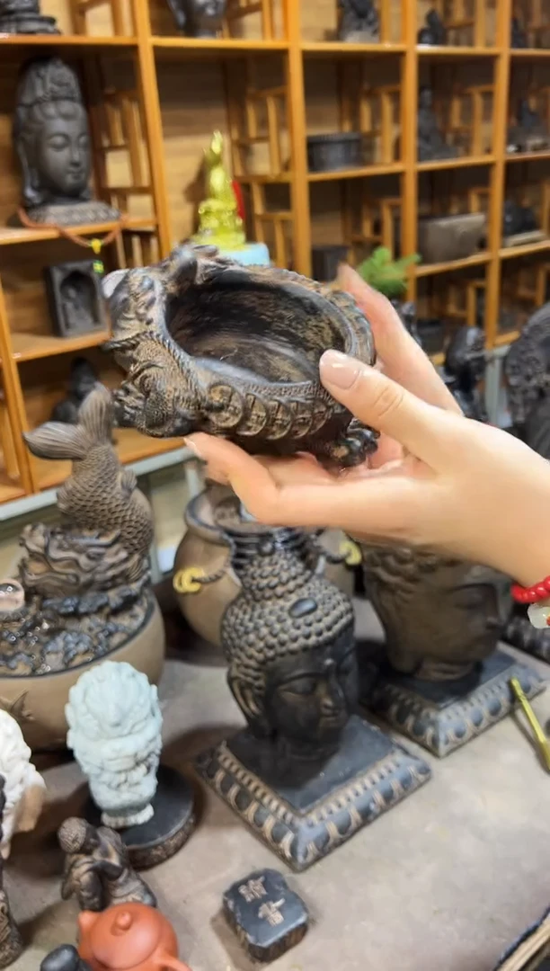 陶土【合成青石】金蟾盆