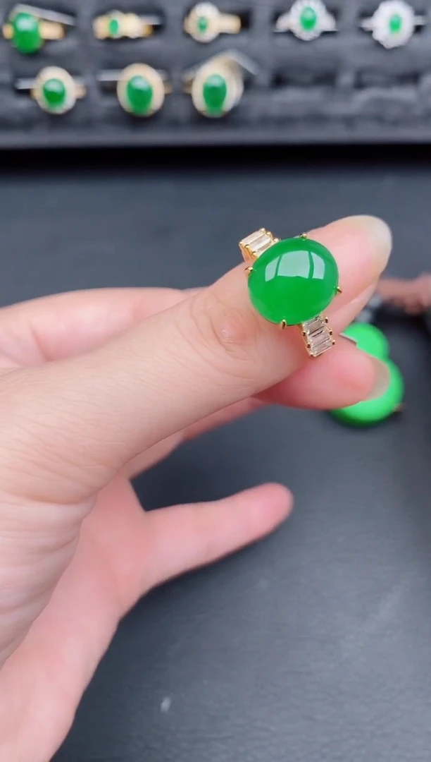 银S925镶嵌戒指翡翠天然a货翡翠169