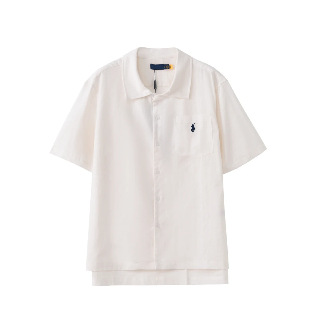 【思思专属】亚麻短袖衬衫 小马刺绣翻领单排扣防晒老钱【25SS-223】