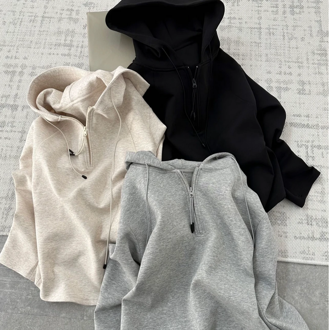 高货拉链带帽直筒卫衣-25003