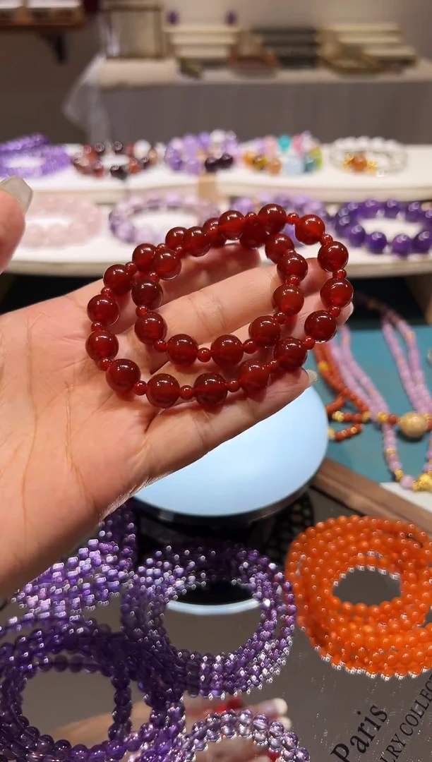 足铂镶嵌手链玛瑙/玉髓玛瑙双圈卡10