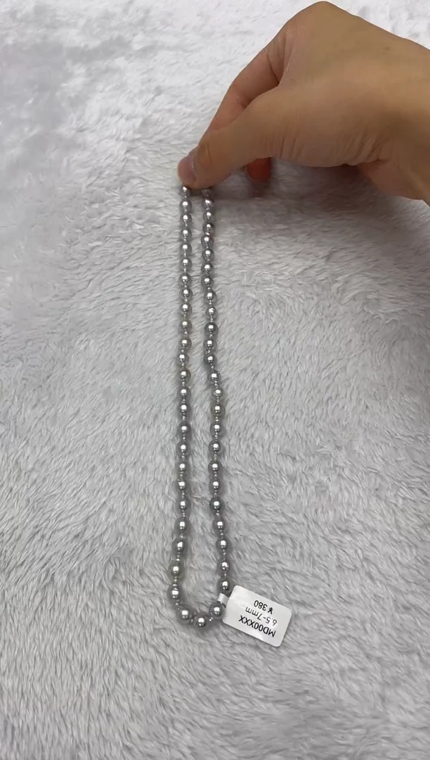 海水珍珠银S925镶嵌项链AK真多麻6.5-7mm