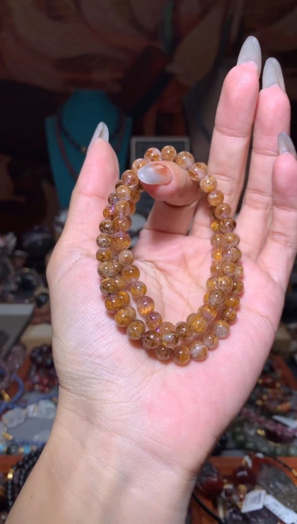 未镶嵌珠宝半成品水晶极光满牙多圈手串