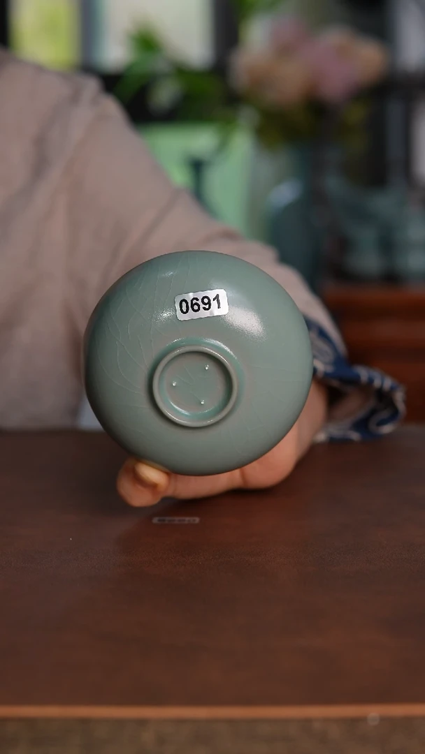 摆件0691青绿釉普洱杯75毫升