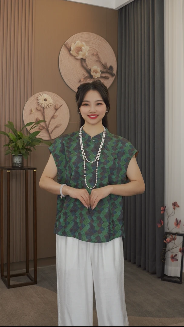 柒玥原创【云衫】2025女装时尚经典严选新中式盘扣国风落肩上衣