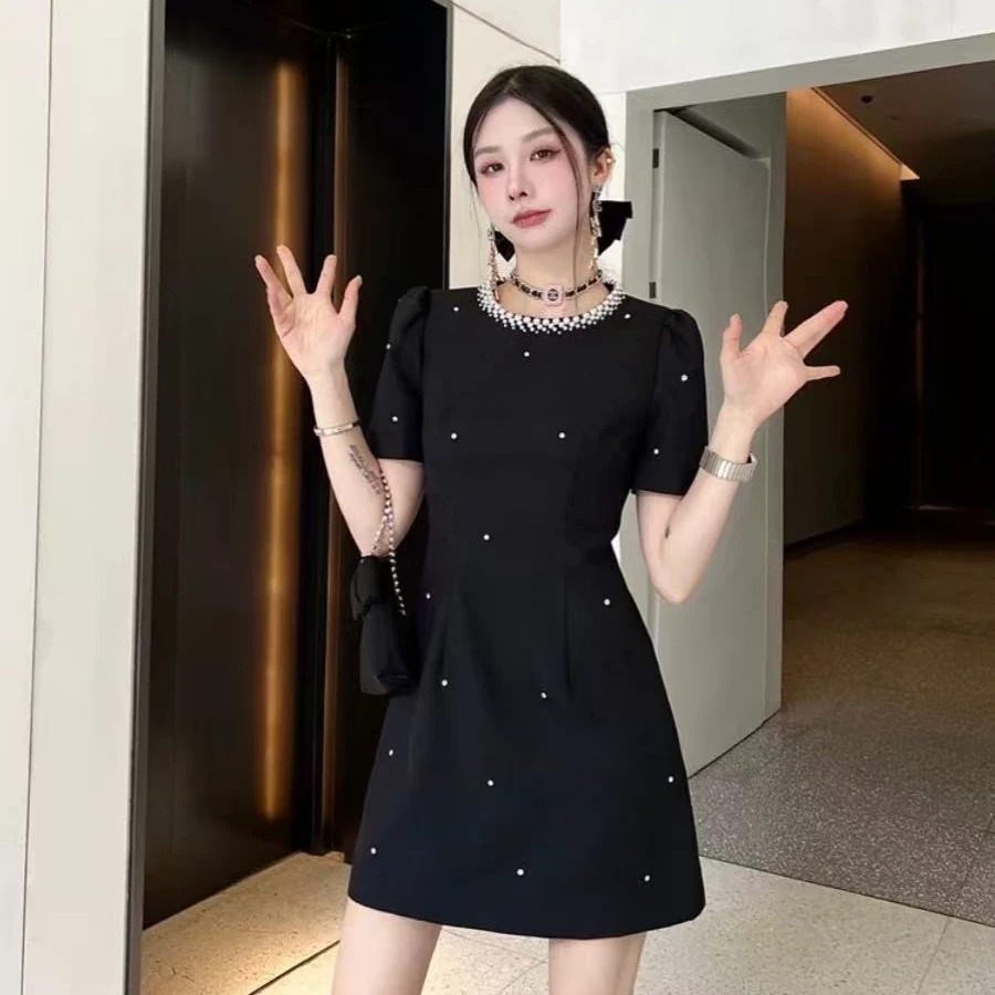 【精选】25夏季小香风镶钻连衣裙漏腰款重工夏季冰感透气高定款2516