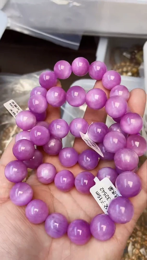 手串锂辉石未镶嵌28紫锂辉15mm+多样性发其一