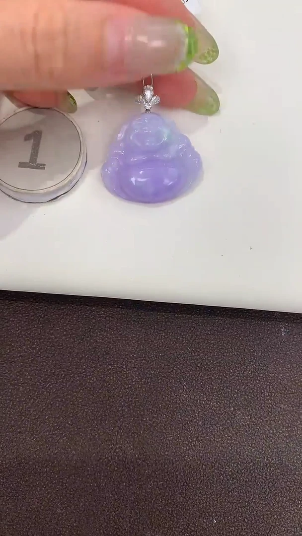 颈饰18K金镶嵌翡翠天然缅甸a货翡翠