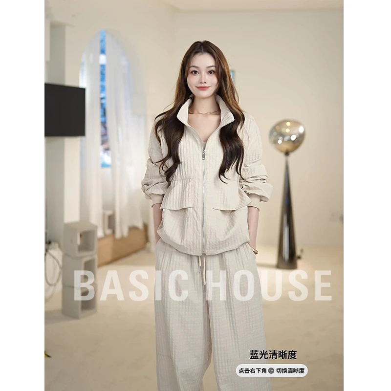 Basic House/百家好【思琪】新款设计师休闲百搭气质工装长裤套装