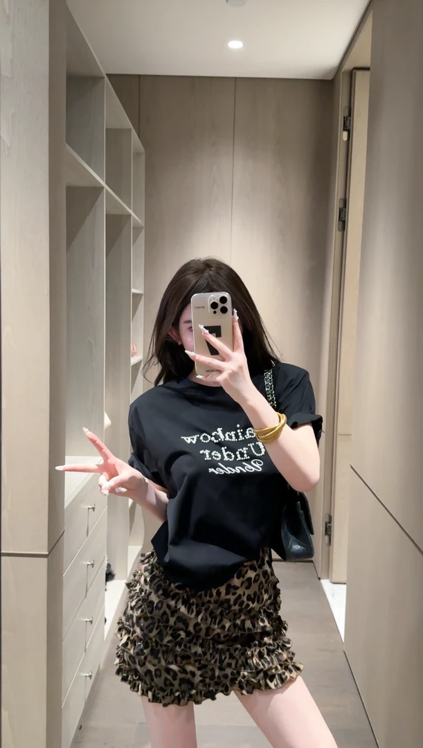 【野生豹纹】新款豹纹花苞裙薄款时尚显瘦上衣半身裙气质短裙#Q1233