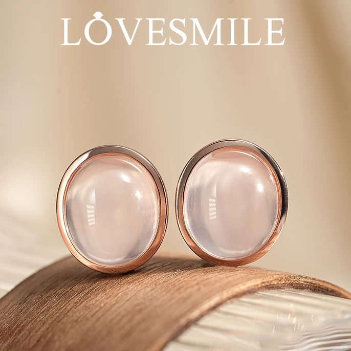 S925银芙蓉石粉晶耳环简约时尚