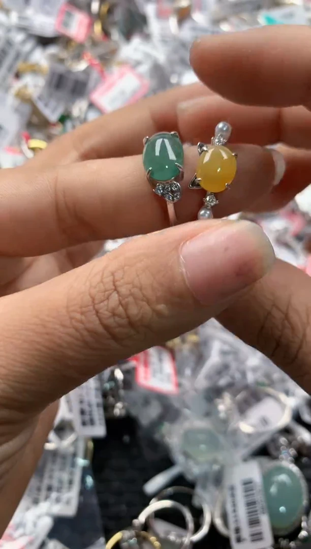 银S925镶嵌戒指翡翠10     4