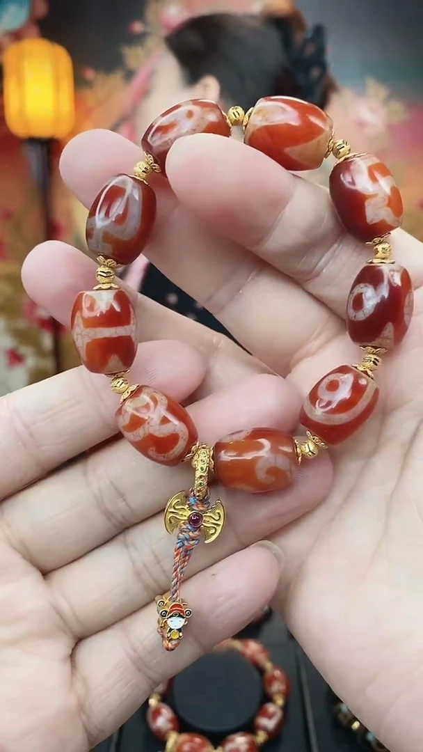 【闪购商品】玛瑙/玉髓手串银S925镶嵌玛瑙多宝红肉手串