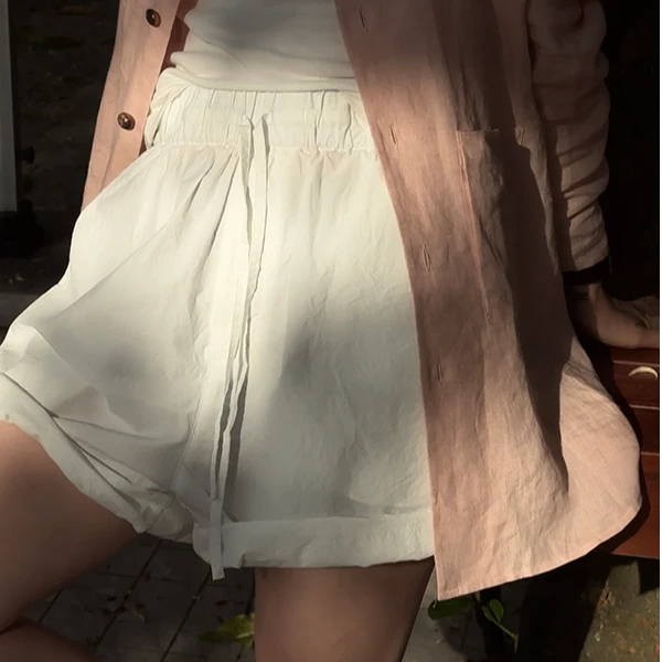 【DYMMXYMM】-春夏极简风休闲通勤黑白双色系带短裤 -5SSY6238