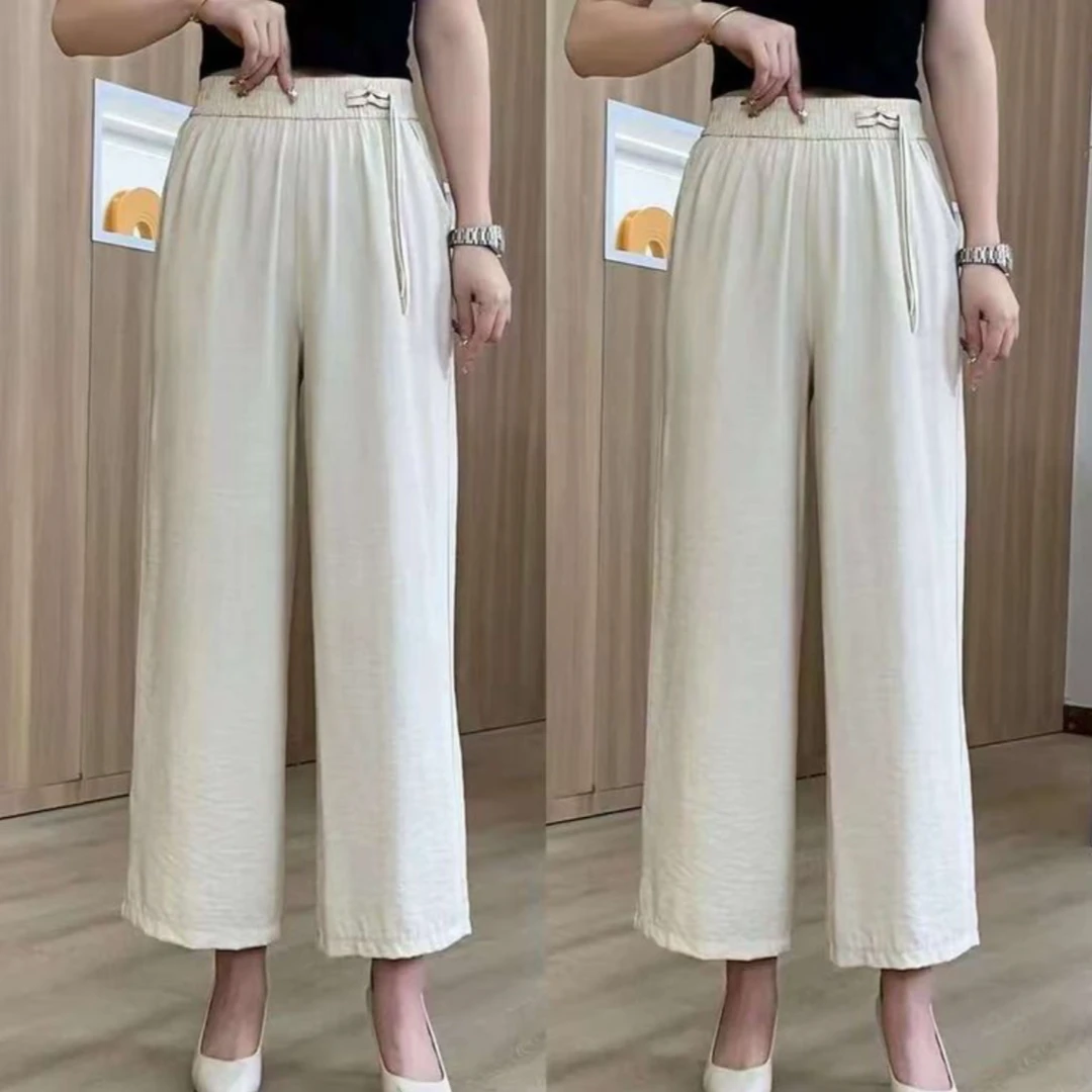 夏季休闲高腰藏肉显瘦直筒樱花裤九分裤