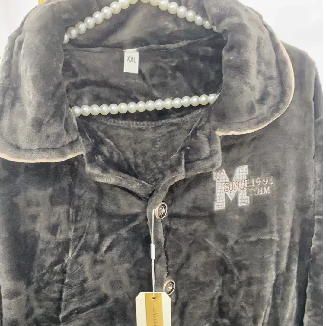 秋冬季睡衣男珊瑚绒加厚加绒保暖法兰绒M标宽松大码家居服套装