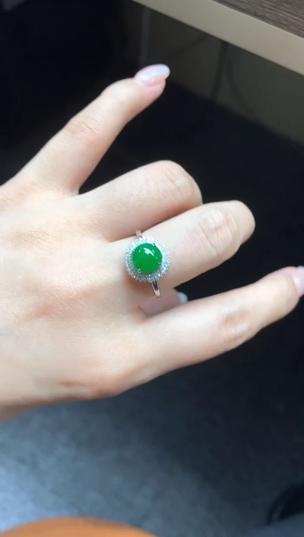 【闪购商品】翡翠戒指18K金镶嵌戒指|6500+605