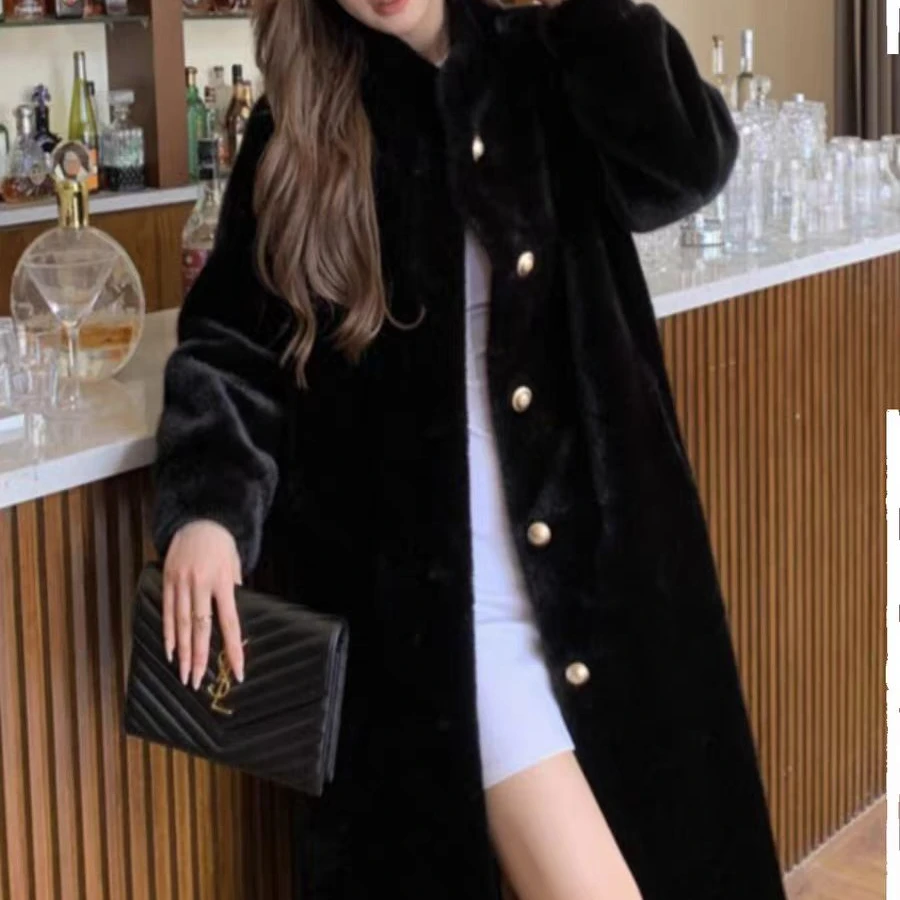 【公主袖】冬季海宁爆款加厚环保毛毛时尚外套洋气长款大衣