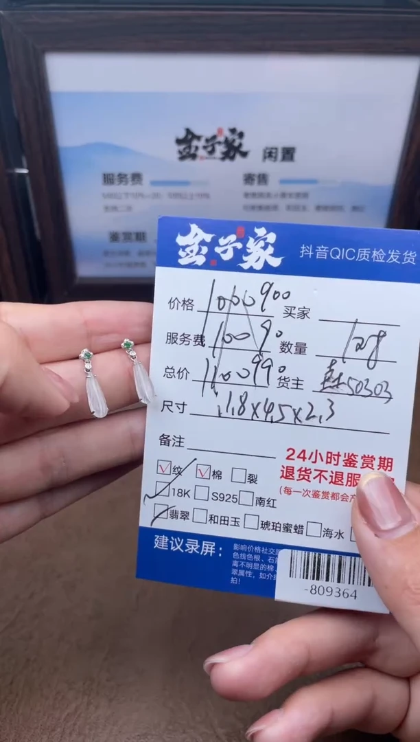 颈饰18K金镶嵌翡翠耳饰多人-809364