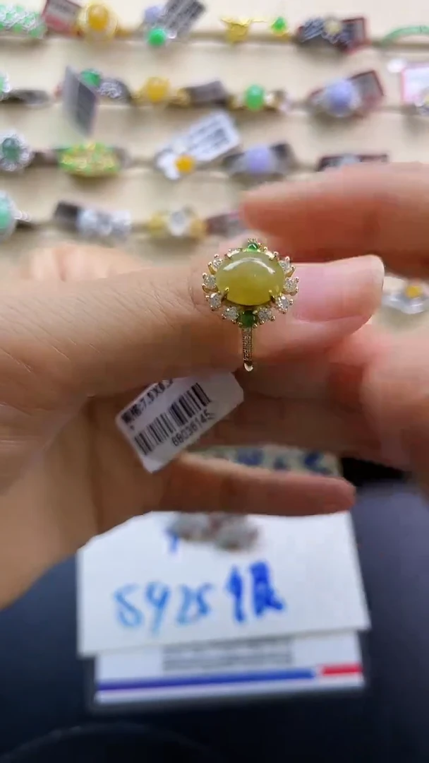 银S925镶嵌戒指翡翠翡翠 蛋面 银S925镶嵌