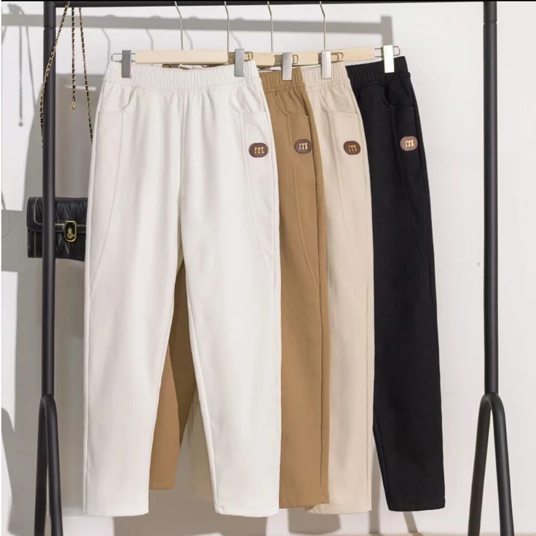 2025春季高腰斜纹棉弹力萝卜裤哈伦裤宽松显瘦百搭休闲哈伦裤