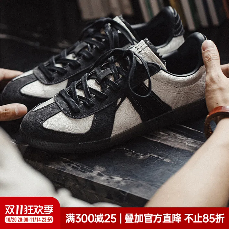 马登丝绸德训男春季新款复古潮国风秋季休闲运动百搭平底低帮板鞋