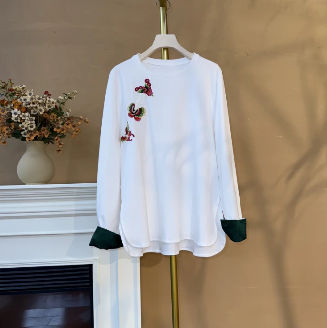 [‌‌恬静]Q291春季新款显瘦宽松简约长袖时尚休闲百搭打底衫