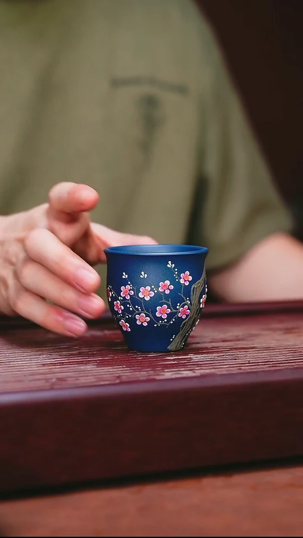 紫砂公道杯宜兴原矿紫砂  君子兰梅花闻香