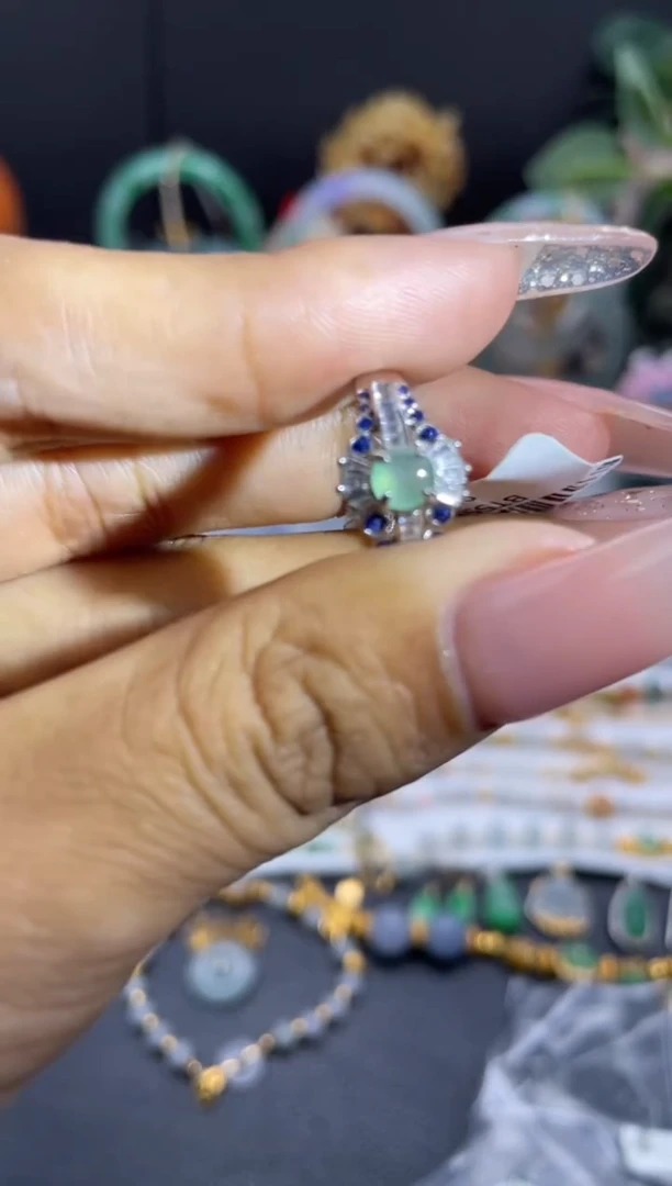 银S925镶嵌戒指翡翠戒指