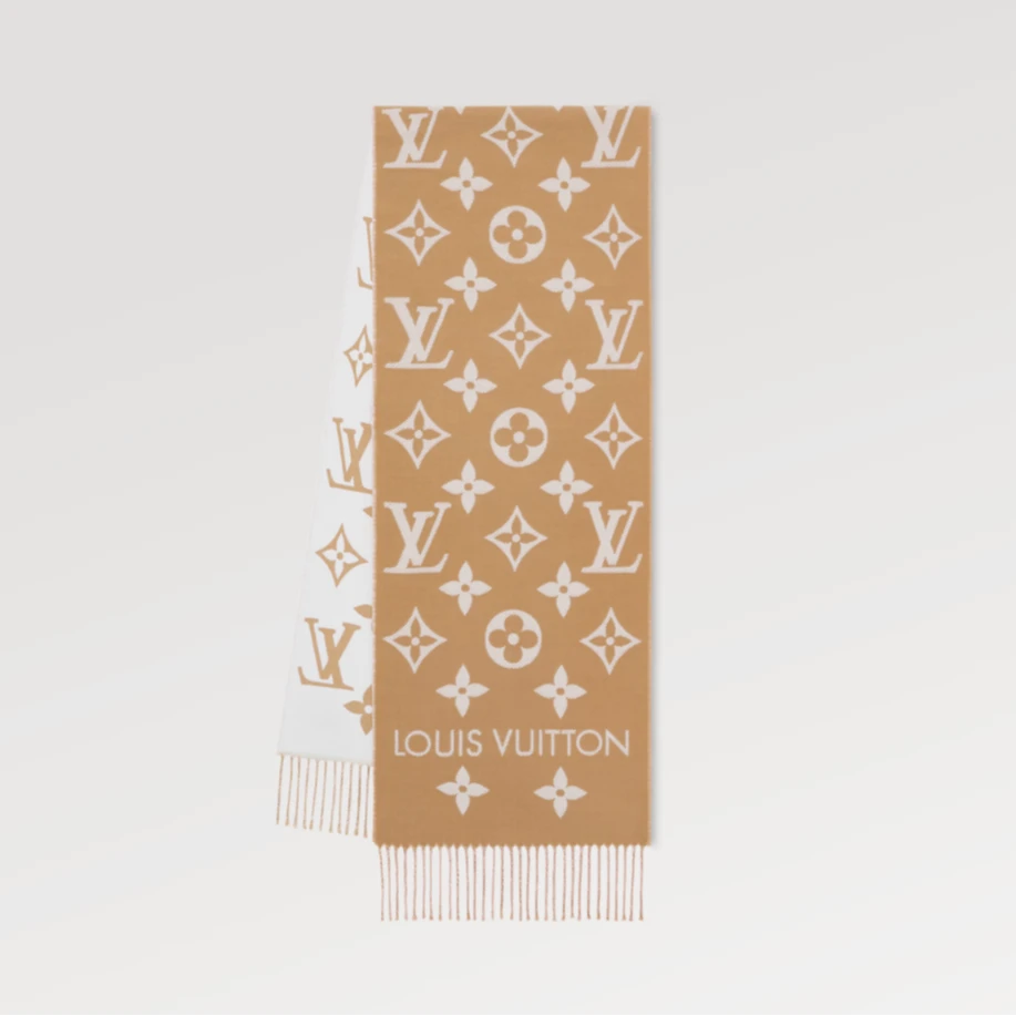 全新未使用 LouisVuitton/路易威登 安洁利严选围巾 奶茶色