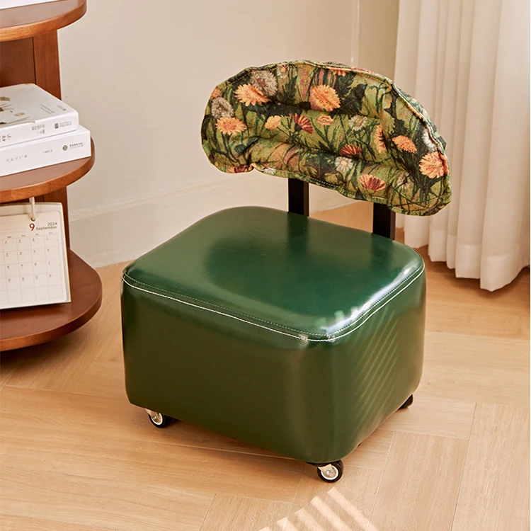 换鞋凳轮子四叶草家用靠背沙发轻奢坐凳鞋柜家用门口法式餐边柜