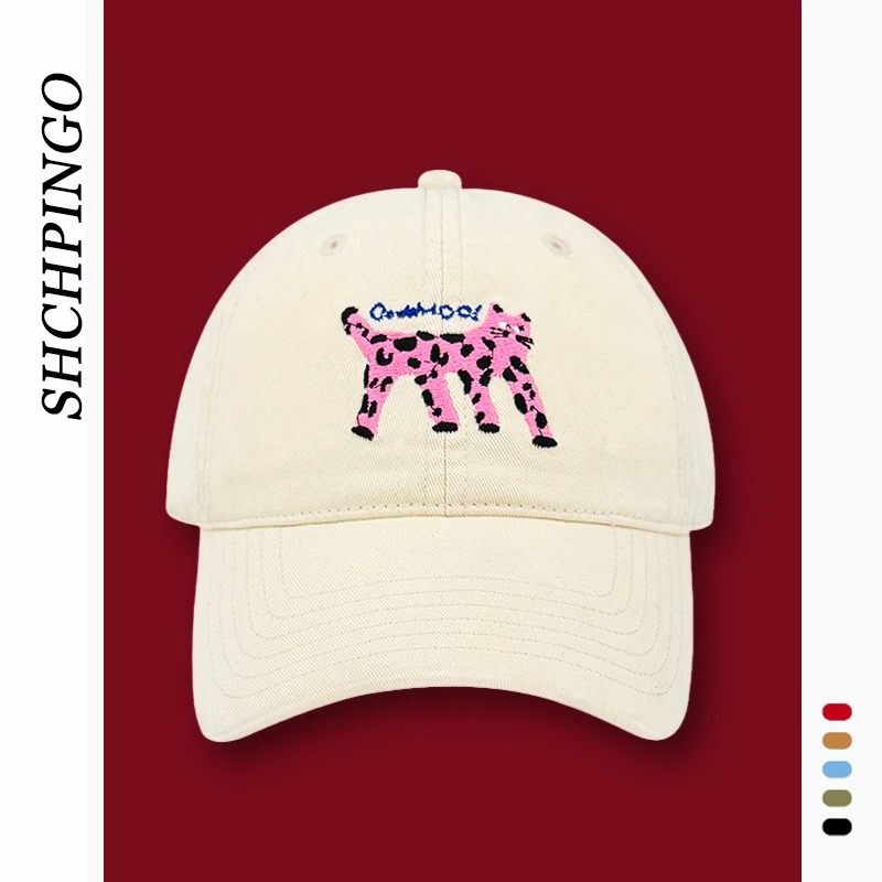 可爱猫咪刺绣棒球帽女宽檐显脸小休闲百搭鸭舌帽