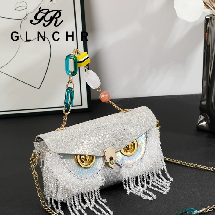 【纪翡西】猫头鹰重工水晶晚宴包A猫头鹰腋下包H116