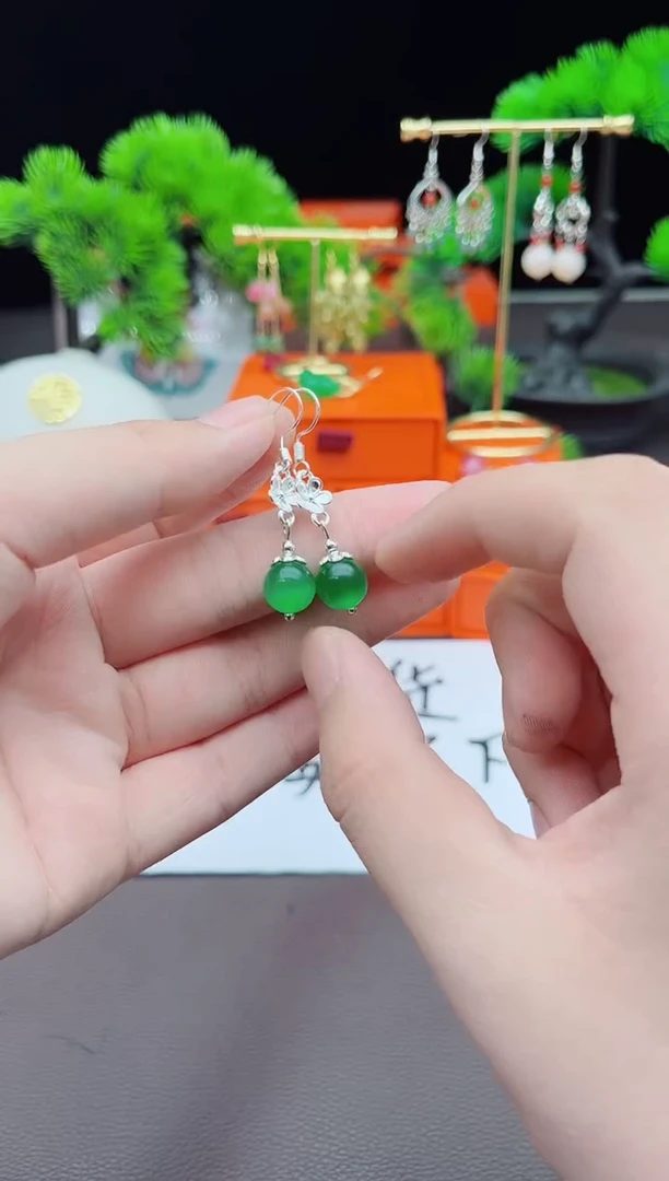 【闪购商品】玛瑙/玉髓耳钉银S925镶嵌212000