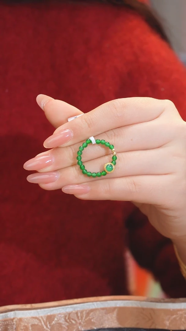 【闪购商品】翡翠戒指18K金镶嵌多样性发@@W2665