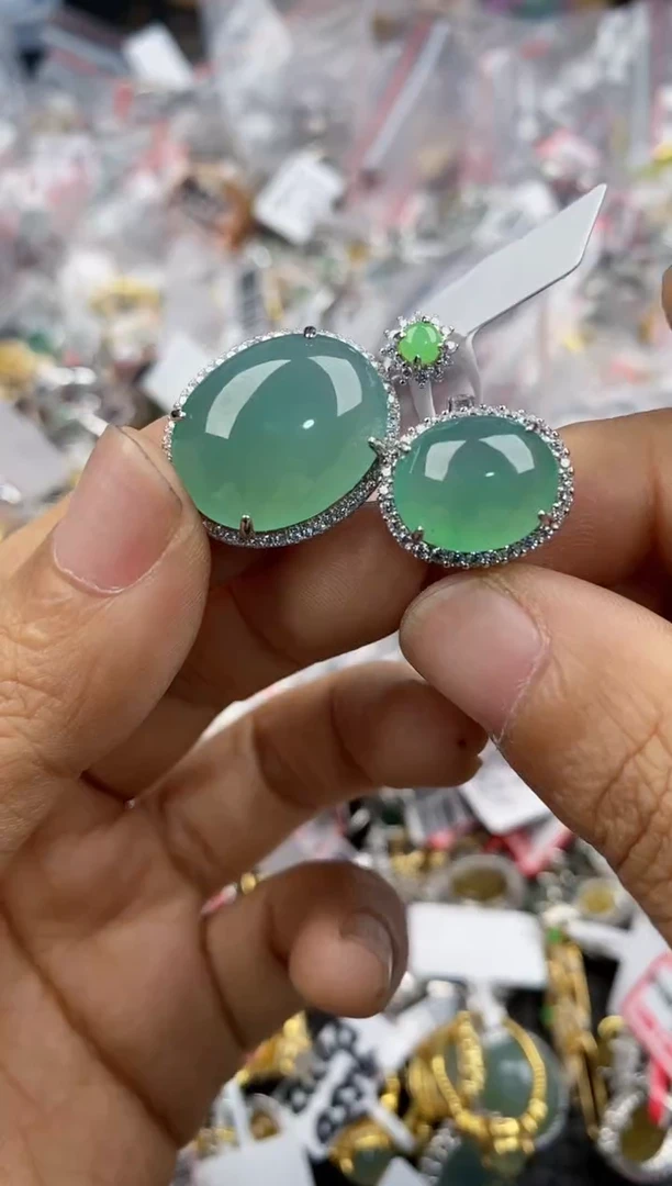 银S925镶嵌戒指翡翠666                2