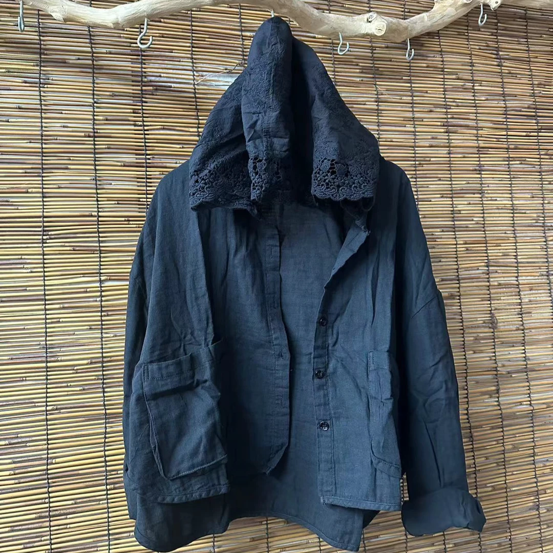 HY    蕾丝帽两口袋外套