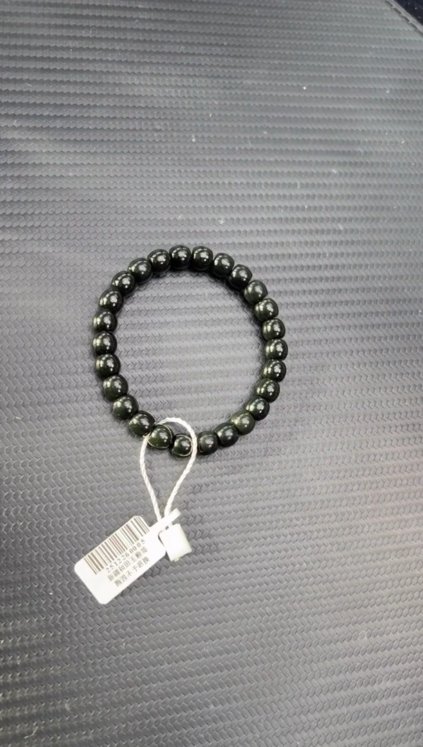 未镶嵌手串和田玉若羌微色差二道桥黑青卡8手串灯牌送枣