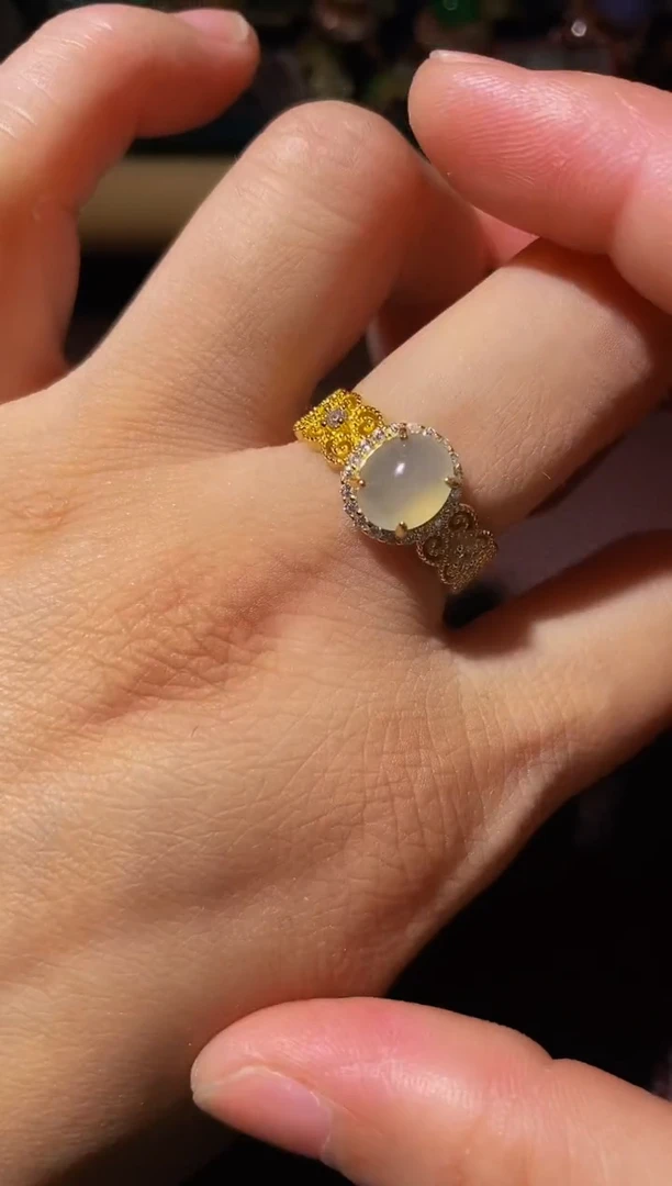 翡翠戒指银S925镶嵌.............