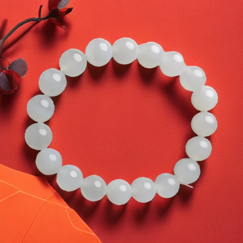 天然和田玉羊脂白手串精美时尚多样性发其一卡10mm