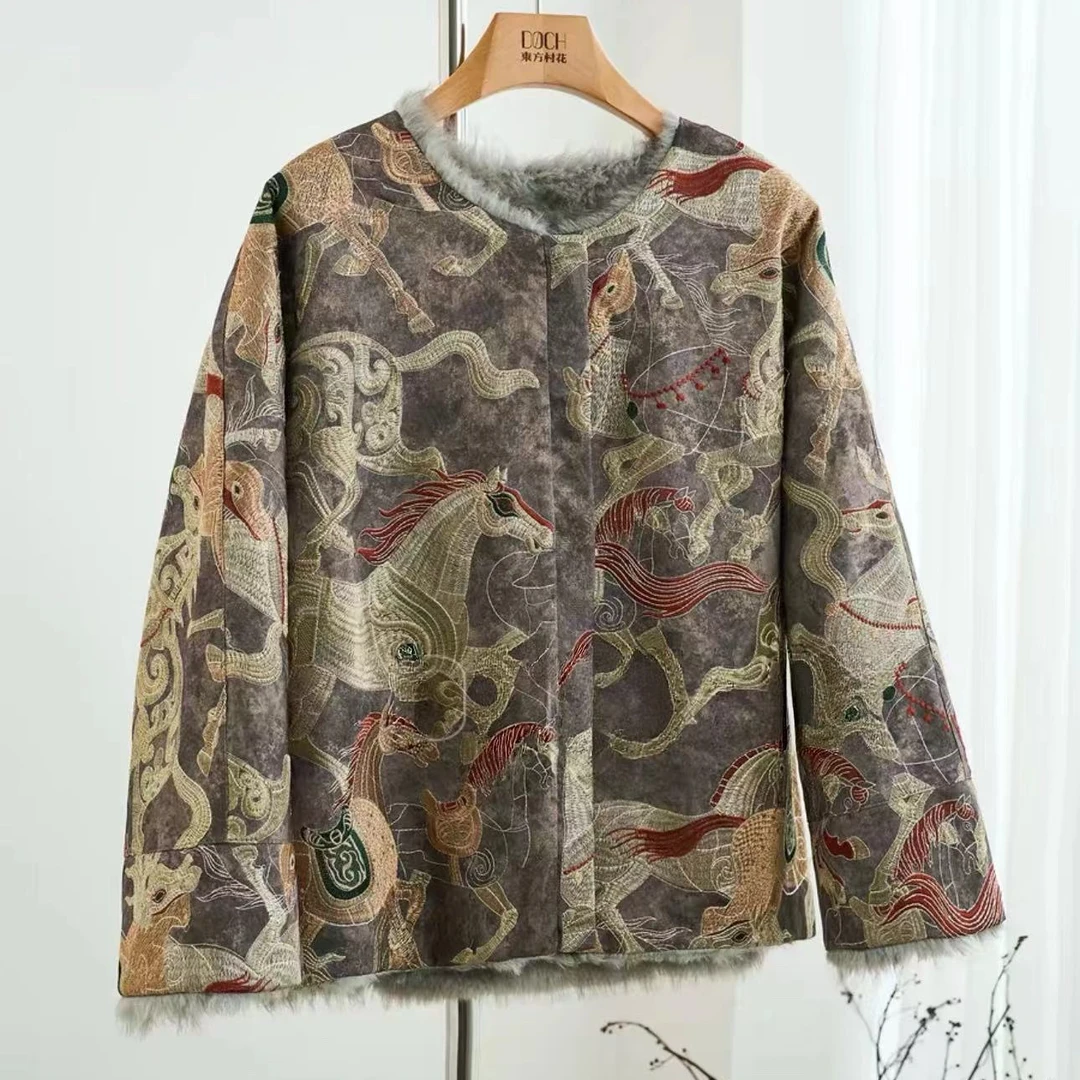 【棉服】骏马图--新中式加棉设计师高定轻奢宽松休闲复古国潮百搭