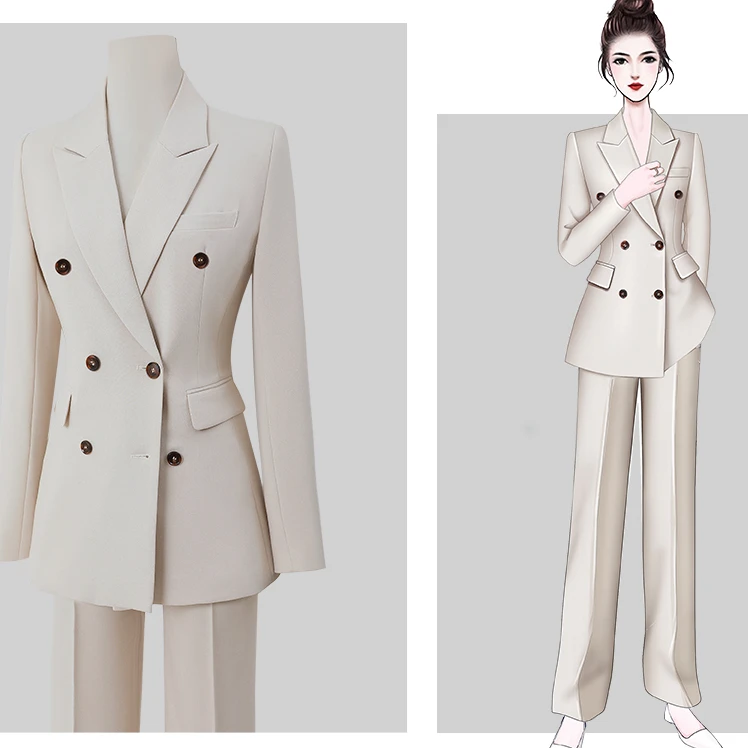 X5094米色西装套装女春秋时尚气质职业正装西服外套经理工作服Z