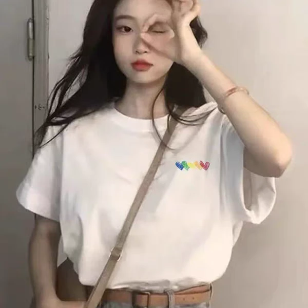 新款纯棉白色t恤宽松女短袖2025百搭设计感洋气时尚体恤半袖上衣